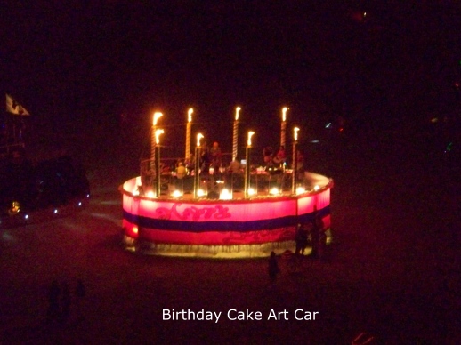 Birthday cake art car.