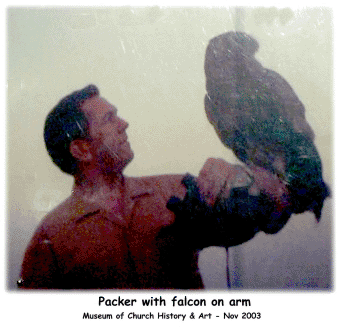 Boyd K Packer with falcon.