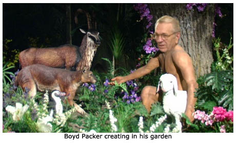 Boyd Packer creating in his garden.