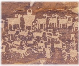 Lamanite petroglyphs show on horses.