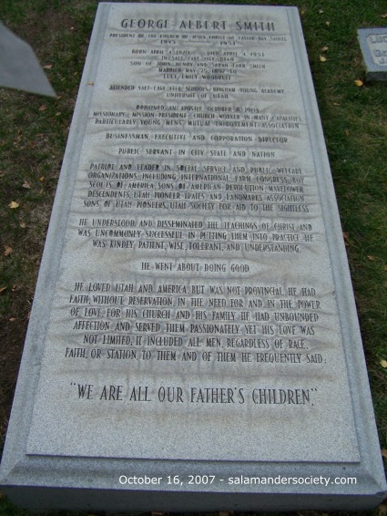 George Albert Smith grave marker flat.