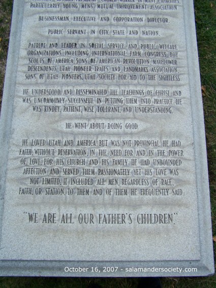 George Albert Smith grave marker bottom section.