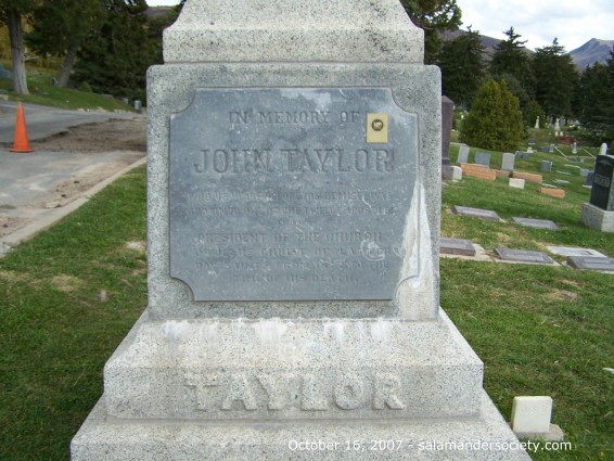 John Taylor grave marker.