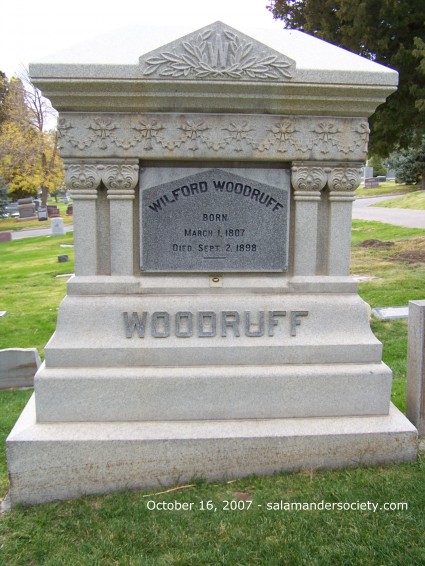 Wilford Woodruff grave marker east face.