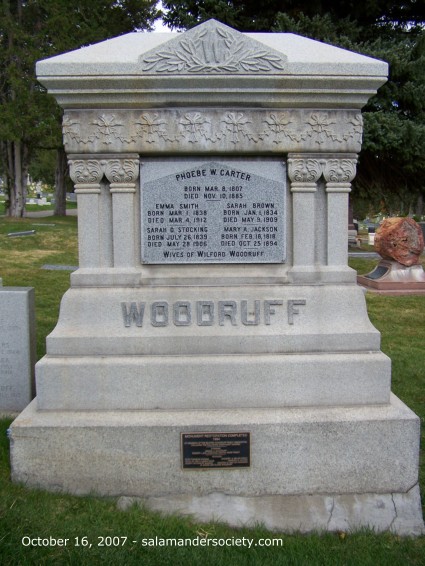 Wilford Woodruff grave marker west face.