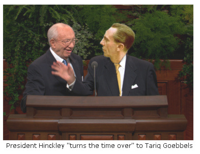 President Hinckley introduces Tariq Goebbels as the new Church Spokesperson.
