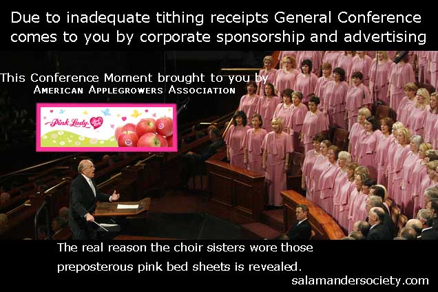Mormon pink ladies general conference advertising.