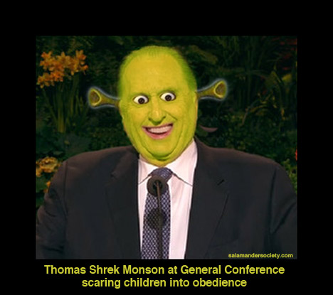 Thomas S Monson, Thomas Shrek Monson scaring children.