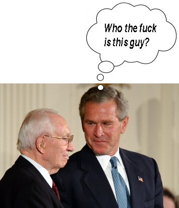 Gordon B Hinckley and George W Bush.