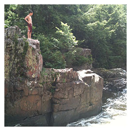 cliff jumping.