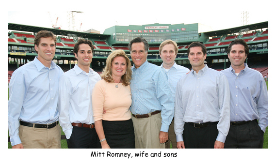 Mitt Romney Ann Romney five sons at Fenway Park.