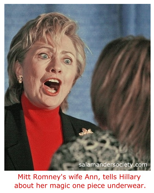 Ann Romney tells Hillary about her Mormon temple garments.