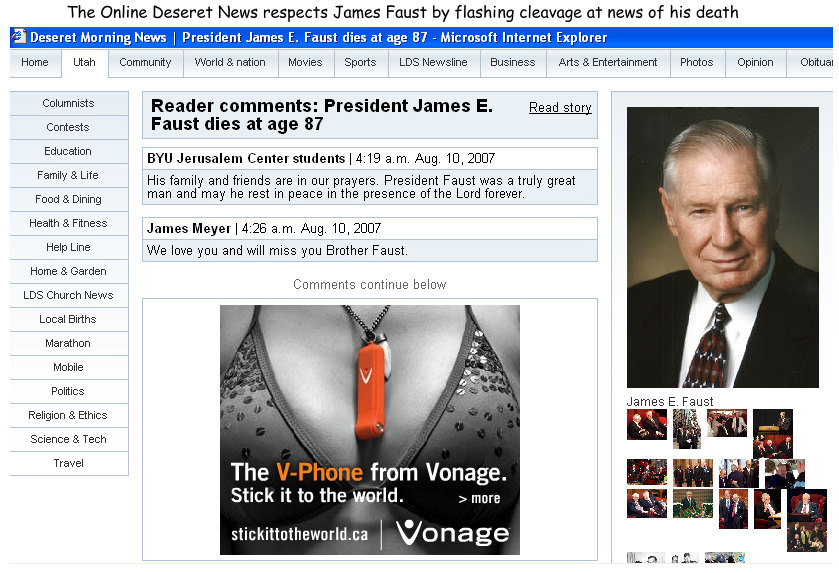 Deseret News cleavage for James Faust.