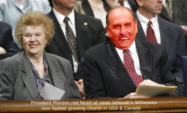 Thomas Monson embarrassed that Jehova's Witnesses growing faster
than LDS.