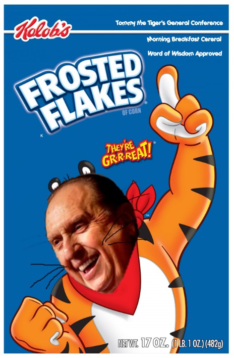 Thomas Monson Tommy Tiger Kolob Breakfast Cereal.