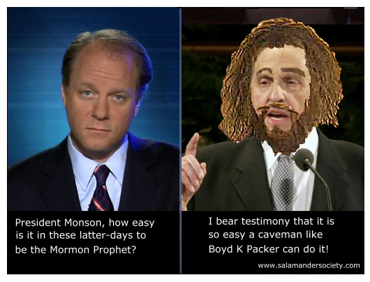 Thomas Monson prophet caveman.