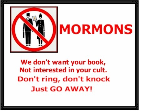 Door poster - no to Book of Mormon.