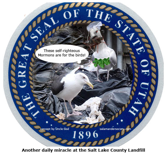 Utah State Seal Seagul Cricket Mormon temple hat apron.