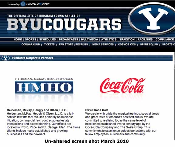 BYU sponsored by Coca Cola.