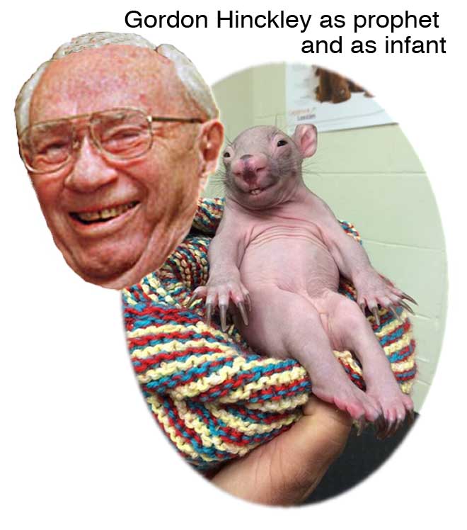 Gordon Hinckley as prophet and as infant.